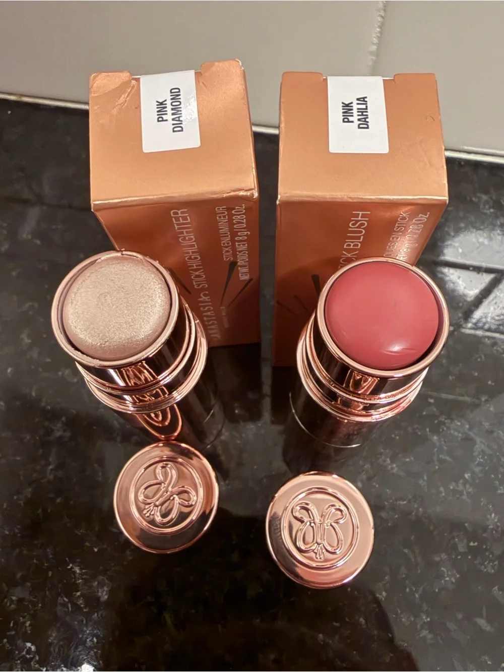 Anastasia Beverly Hills - 2 PC - BUNDLE Stick Highlighter & Stick Blush (Pink)